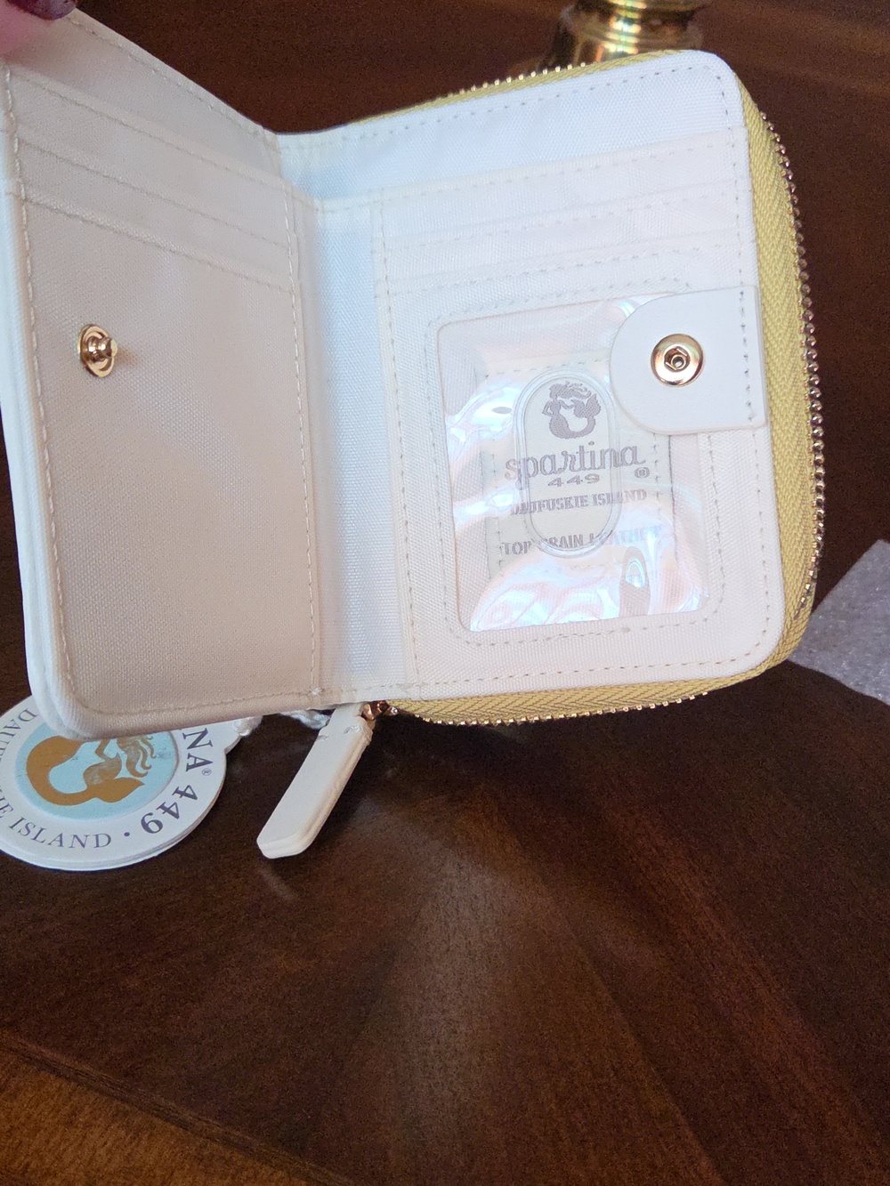 NWT Spartina 449 Leather/Canvas Wallet with Floral Embroidery ❤️ - Picture 5 of 8